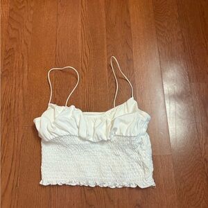 Urban Outfitters White Ruched Crop Top. Size XS